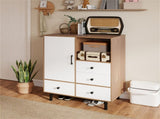 Mid-Century Modern 4-Drawer Sideboard Buffet Cabinet with Storage - Natural 06985474