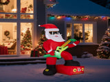 7.5FT Lighted Christmas Inflatable Decoration, Inflatable Black Santa Playing Electric Guitar, Funny 77344962