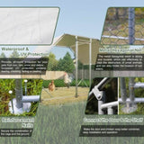 9.94 ft. x 6.46 ft. x 6.36 ft. Metal Large Chicken Coop Walk-in Poultry Cage Run Flat Shaped with W2505P176604