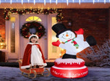 4.8FT Lighted Christmas Inflatable Decoration, Large Rotating Snowman with Motor, Funny Blow Up Yard 93438441