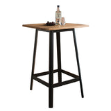 ZNTS Retro Natural and Black Square Bar Table B062P189223