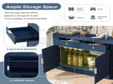 U_STYLE 55.1" Modern Storage Cabinet 2 Doors & 2 Drawers, Stripe MDF Sideboard with Aluminum N711P345168V