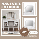 44.4" Makeup Vanity Desk with Large Adjustable Mirror, Dressing Table Set with Drawer & Cabinet, N844P292486A