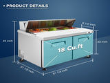 Orikool 60 IN Commercial Refrigerators Sandwich&Salad Prep Table with a Butcher Block Cutting Board, W2095126123