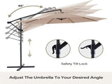 10ft Umbrella Hanging Offset Market Outdoor Sun Shade For Deck Poolside Easy Tilt Cross Base 50652533