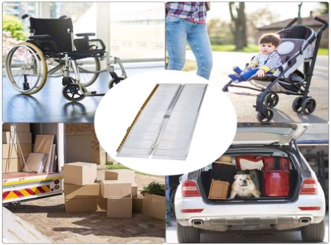 6' Multi-folding Aluminum Wheelchair Loading Ramp portable foot 5 7 Sc ...