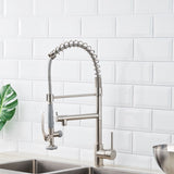Commercial Kitchen Faucet Pull Down Sprayer Brushed Nickel,Single Handle Kitchen Sink Faucet W1932P172291
