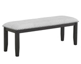 1pc Transitional Upholstered Dining Bench Light Gray Upholstery Black Finish Legs Nailhead Tufted B011P196929