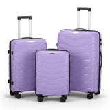 ZNTS FCH V-shaped stripes 3-in-1 PP trolley case 20in 24in 28in PP iron trolley fashionable color - taro 87245247