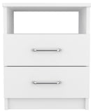 Napoles Nightstand , End Table, Side Table Superior Top, Two Drawers, One Shelf -White B07091968