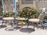 Outdoor Leisure Set, 2 Rattan Single Chairs with A Glass Round Table, Perfectly Suited for N711P256422A