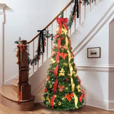 Artificial 6ft Green Pop Up Christmas Tree with 150 lights,12 Gold balls,12 Red balls,12 Gold 54891890