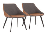 Marche Contemporary Two-Tone Chair in Brown Faux Leather and Grey Fabric - Set of 2 B202P223865