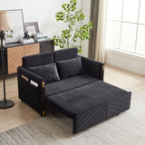 MH 54" Modern Convertible Sofa Bed with 2 Detachable Arm Pockets, Velvet Loveseat Sofa with Pull Out W1193P254888