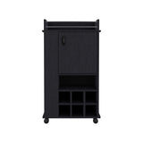 Fargo Bar Cart with Cabinet, 6 Built-in Wine Rack and Casters B070P188867