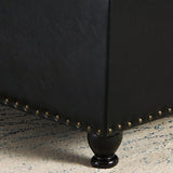 Large square storage ottoman with wooden legs, Upholstered button tufted coffee table with nail W2186142958