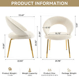 061-Set of 1 Velvet Fabric Chairs With Curved Backrest and Golden Metal Legs for Kitchen or W527P255475
