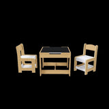 3-in-1 Kids Study Table & Chairs Set - Multi-Functional Activity Table with Detachable Blackboard W2700P311797
