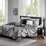 7 Piece Cotton Printed Comforter Set Grey King B03597028