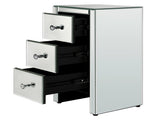 Mirrored Glass Bedside Table with Three Drawers Size S 50732278