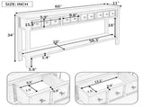 Rustic Entryway Console Table, 60" Long Sofa Table with two Different Size Drawers and Bottom Shelf 49120288