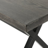 Outdoor Aluminum Dining Bench with Steel Frame, Grey / Black 61625.00BGRYMP1