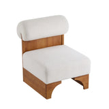 Modern Boucle Lounge Chair with Solid Wood Frame and Rolled Backrest, Soft and Durable Boucle N767P256409B