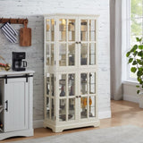 Curio Display Cabinet,Antique Display Cabinet with Glass Doors Adjustable Shelves for Collectibles W2275P231687