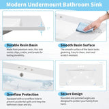 36x18" Rectangular 3 Hole Bathroom Resin Sink, Vanity Top Sink Only, Fits 4" Center WF316073AAK