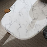 Faux Marble Coffee Tables Accent Tea Tables with Gold Metal Foot for Living Room Home Office W876P221049
