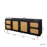 Rattan Sideboard Buffet Cabinet, Kitchen Storage Cabinet Console Table with Adjustable Shelves for W33164293