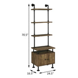 Rustic Oak And Black Side Pier With Open Shelving B062P184599