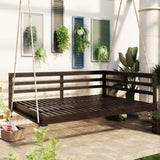TOPMAX Acacia Wood Porch Swing Bed for Outdoor with Hemp Ropes - Full Size Patio Hanging Bed, 350lbs N717P265860D