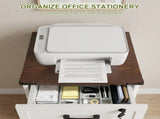 Rustic White Farmhouse 3-Drawer File Cabinet with Wheels Vertical Rolling Storage for Letter/A4, 09525698