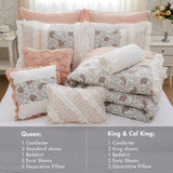 9 Piece Cotton Percale Comforter Set Blush King B03597158