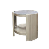 ZNTS ACME Kasa End Table, Sintered Stone & Champagne Finish LV01503