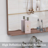 60*36" Oversized Modern Rectangle Bathroom Mirror with walnut Frame Decorative Large Wall Mirrors W708P297589