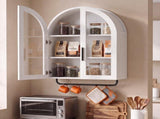 Arched Ceiling 2 Glass Doors 3 Shelves Bathroom Vanity MDF Melamine-Faced Bathroom Vanity with Towel 76866959