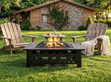 32 Inch Square Outdoor Wood Pit Table, Heavy Duty Wrought Iron Firepit with Pyramid 63810980