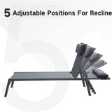 Patio Chaise Lounge Set, 3 Pieces Adjustable Backrest Pool Lounge Chairs Steel Textilene Sunbathing W1859109867