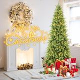Artificial 7ft Green Christmas Tree with 1180PVC/Hard Needle Mixed Branch Tips, 400L warm white led, 56340225