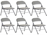 6pcs Elegant Foldable Iron & PVC Chairs for Convention & Exhibition Gray 82959016