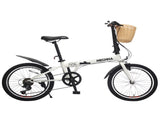 20 Inch Folding Bike for Adults with Basket, Phone Holder & Fenders, Steel Frame 6-Speed City W1019P352669