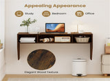 Rustic Brown Wall-Mounted Floating Computer Desk with 3-Cube Storage, Sturdy Wooden Workstation for 55825047