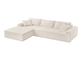 Full-Compression Chaise Lounge Set Modular Corduroy Sectional with Arched Armrests, Non-Slip Base, 37608560