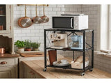 3-Tier Foldable Metal Storage Shelves with Wheels, Heavy Duty Storage Folding Shelf Metal 03902432