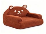 Kids Armchair Toddler Reading Sofa, Full Compression, Teddy Velvet Cute Brown Bear Shape Kids Sofa 13991023