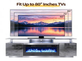 Silver Fireplace TV Stand, 177.8*35*60.5cm, Particle Board with Mirror Paper Veneer, Double Door, 20709982