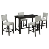 ZNTS 5-Piece Counter Height Dining Set, Classic Elegant Table and 4 Chairs in Espresso and Beige 06419071