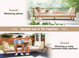 2-Seat Outdoor PE Wicker Daybed, Dual-Function Backrest Armrest Patio Loveseat 54417410
